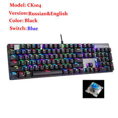 MOTOSPEED CK104 CK61 Russian English Mechanical Keyboard RGB Backlight Anti-Ghosting Gaming keyboard For Teclado Game Computer