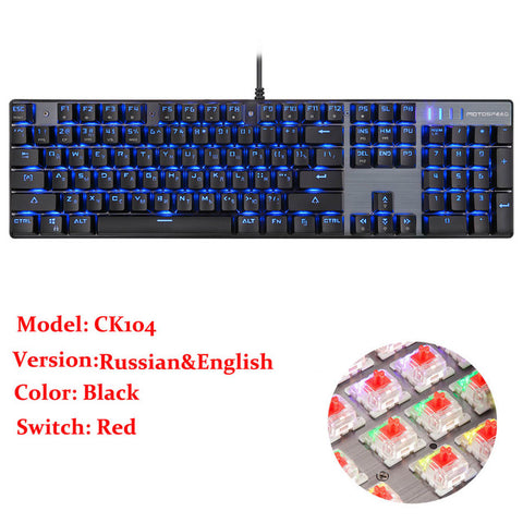 MOTOSPEED CK104 CK61 Russian English Mechanical Keyboard RGB Backlight Anti-Ghosting Gaming keyboard For Teclado Game Computer