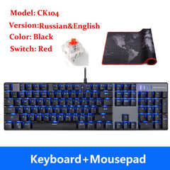 MOTOSPEED CK104 CK61 Russian English Mechanical Keyboard RGB Backlight Anti-Ghosting Gaming keyboard For Teclado Game Computer