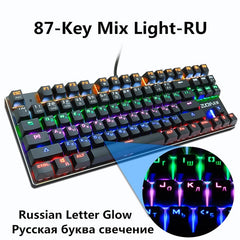 ZUOYA  Game Mechanical Keyboard 87 keys Blue Black Red Switch RGB/MIX LED light USB wired Ru/US Gaming Keyboard for PC Laptop