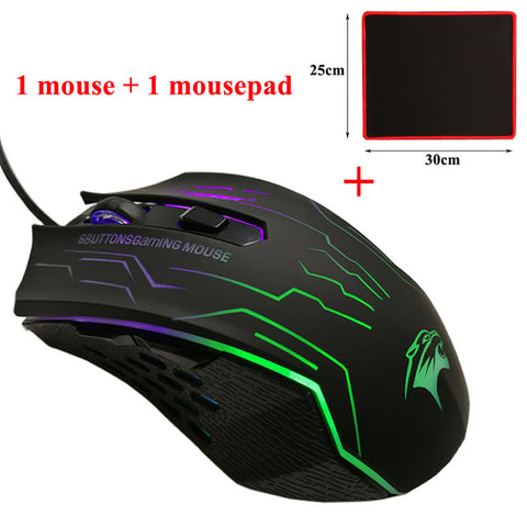 FORKA Silent Click USB Wired Gaming Mouse 6 Buttons 3200DPI Mute Optical Computer Mouse Gamer Mice for PC Laptop Notebook Game