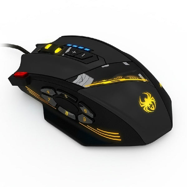 ZELOTES C-12 Wired Mouse USB Optical Gaming Mouse 12 Programmable Buttons Computer Game Mice 4 Adjustable DPI 7 LED Lights