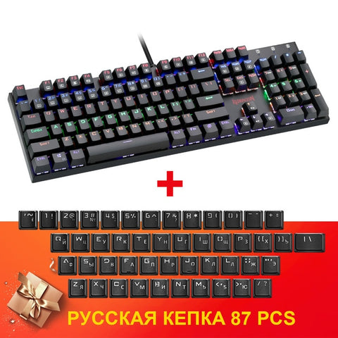 Redragon K565 Rainbow USB Mechanical Gaming Keyboard Aluminum Blue Switch Ergonomic Led Backlit 104 Keys Wired Computer Game