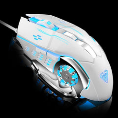 AULA Professional Macro Game Mouse LED Wired Gaming Mouse for PC Computer Laptop Mice Pro Gamer Adjustable 3200 DPI Silent Mause