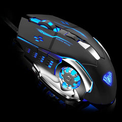 AULA Professional Macro Game Mouse LED Wired Gaming Mouse for PC Computer Laptop Mice Pro Gamer Adjustable 3200 DPI Silent Mause