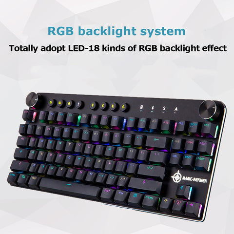 Magic Refiner MK11 Wireless Bluetooth Two Mode Mechanical Gaming Keyboard Ergonomics Design RGB Backlit Glowing Game keyboard