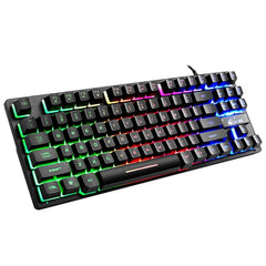 HOT-ZIYOU LANG Wired 87 Key Gaming Keyboard Rgb Mix Backlight Luminous For Desktop Laptop Esports Games Feel Like Mechanical