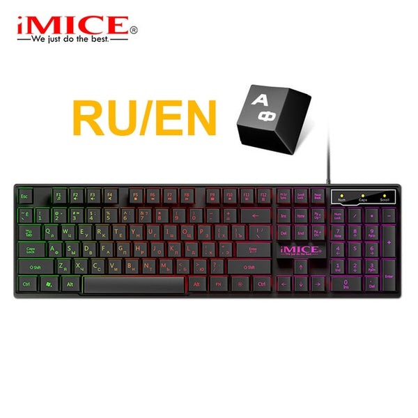 Wired Gaming Keyboard Mechanical Feeling Backlit Keyboards USB 104 Keycaps Russian Keyboard Waterproof Computer Game Keyboards