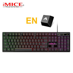 Wired Gaming Keyboard Mechanical Feeling Backlit Keyboards USB 104 Keycaps Russian Keyboard Waterproof Computer Game Keyboards