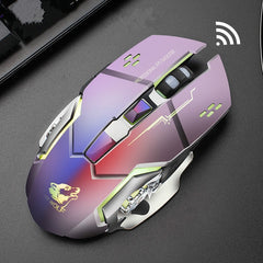 Free Wolf X8 Wireless Charging Game Mouse Mute Luminous Mechanical 2.4Ghz Wireless Optical Computer Accessories for Pc Laptop