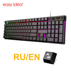 Wired Gaming Keyboard Imitation Mechanical Russian Keyboard 104 Keycaps Backlit Keyboard Waterproof USB Game Keyboards For Gamer