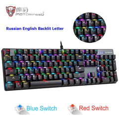 MOTOSPEED CK104 RGB Backlight Russian English Mechanical Keyboard Anti-Ghosting Gaming keyboard For Teclado Game Computer TV BOX