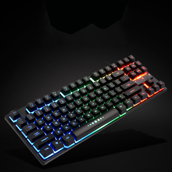 Easy Operate Mechanical Keyboard Game Clear USB Accessories Wired Desktop Backlight Anti Fade 87 Keys Home Ergonomic