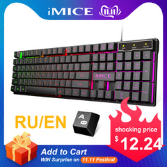 iMice Gaming Keyboard Imitation Mechanical Keyboard with Backlight Russian Gamer Keyboard Wired USB Game keyboards for Computer