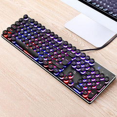 Mr 2019 NEW LED Backlight Machinery Game Keyboard Aluminum Base 104 Standard Keys Mechanical Gaming Keyboard Overwatch Retro