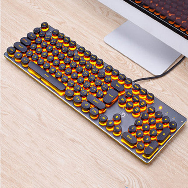 Mr 2019 NEW LED Backlight Machinery Game Keyboard Aluminum Base 104 Standard Keys Mechanical Gaming Keyboard Overwatch Retro