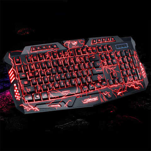 BEESCLOVER M200 Tri-Color Backlit Computer Gaming Keyboard Teclado USB Powered Full N-Key Game Keyboard for Desktop Laptop