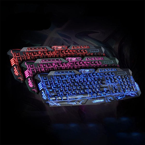 BEESCLOVER M200 Tri-Color Backlit Computer Gaming Keyboard Teclado USB Powered Full N-Key Game Keyboard for Desktop Laptop