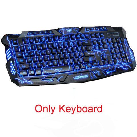 Tri-Color Backlight Computer Gaming Keyboard Teclado USB Wired Full N-Key Game Keyboard for PC Desktop Laptop Russian Sticker