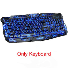 Tri-Color Backlight Computer Gaming Keyboard Teclado USB Wired Full N-Key Game Keyboard for PC Desktop Laptop Russian Sticker