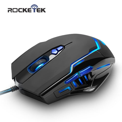 Rocketek USB wired Gaming Mouse 3200 DPI 7 buttons optical mice with led backlight ergonomic for overwatch game laptop computer